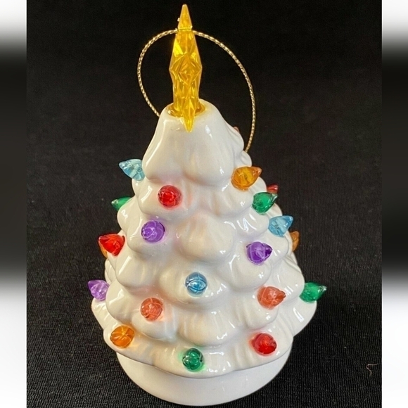 Mr. Christmas Other - Mr. Christmas Miniature White Ceramic Multicolor Tree Ornament or Table Top 5"